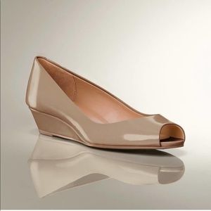 Talbots Tiffi Peep-Toe Mini Wedges Patent Leather